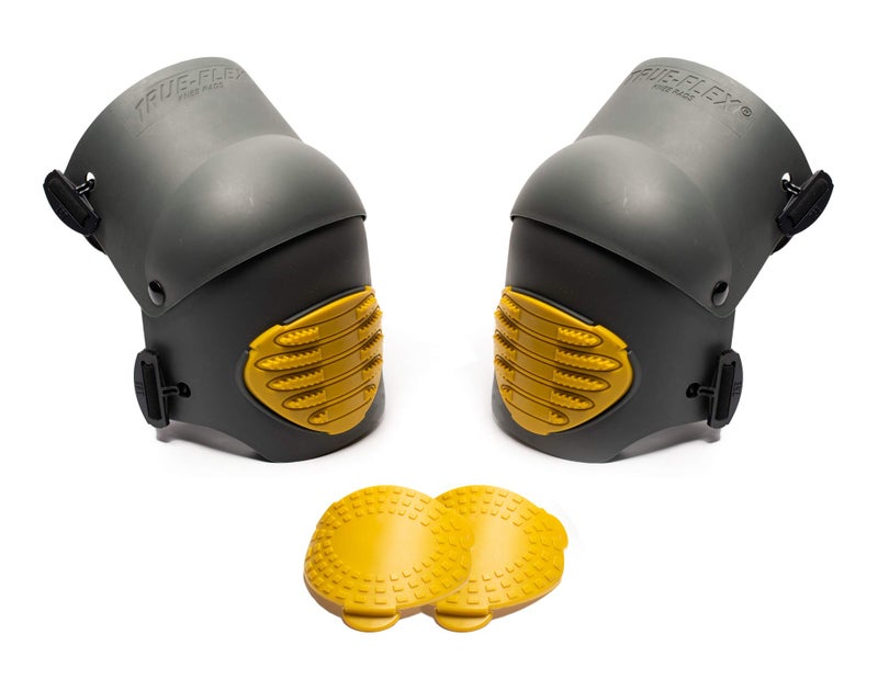 TSE Safety TSE سلامة - وسادات فوم مرنة للعمل على الركبة TSE-TFLX-XL - أحزمة مزدوجة قوية مضادة للانزلاق حماية مريحة للركبة قابلة للتنفس للاستخدام الداخلي والخارجي - XL، أسود وأصفر - Image 1